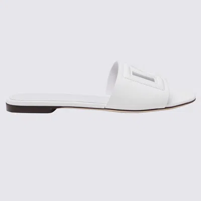Dolce & Gabbana White Calf Leather Sandals In White