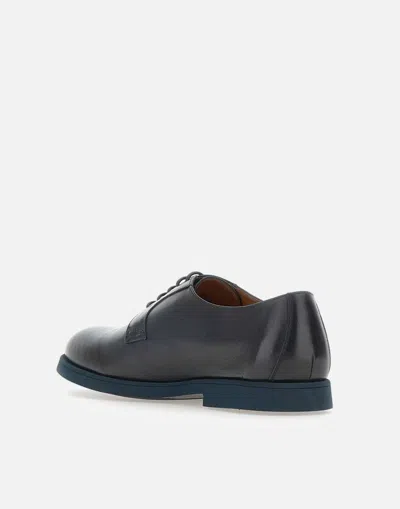 Doucal's Triumph Blue Leather Lace Up Shoes In Black