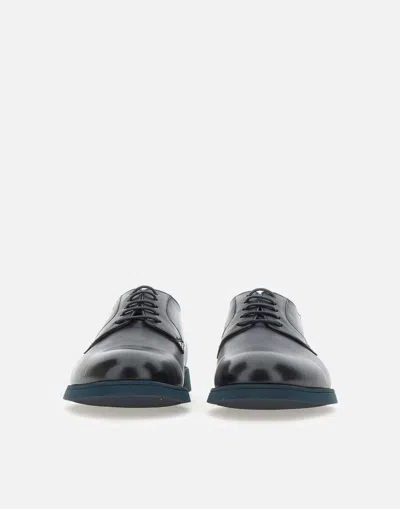 Doucal's Triumph Blue Leather Lace Up Shoes In Black