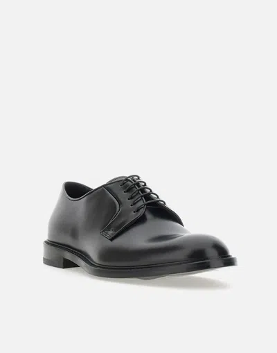 Doucal's Triumph Blue Leather Lace Up Shoes In Black