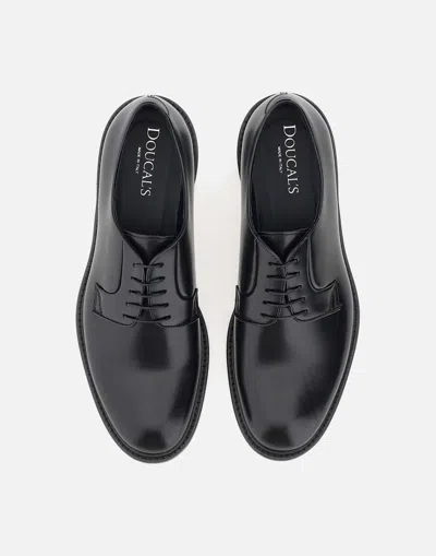 Doucal's Triumph Blue Leather Lace Up Shoes In Black