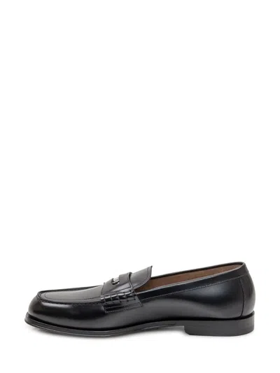 Dsquared2 Black Loafers With Logo Plaque On The Front And Logo Lettering On The Heel In Leather Man In Black