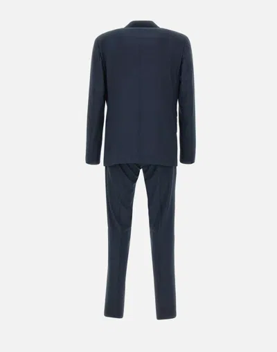 Eleventy Blue Double-breasted Suit With Peak Revers And Jewel Buttons In Wool Stretch Man In Blue