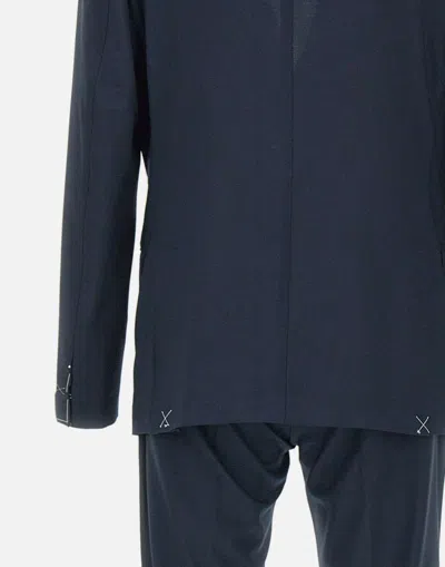 Eleventy Blue Double-breasted Suit With Peak Revers And Jewel Buttons In Wool Stretch Man In Blue
