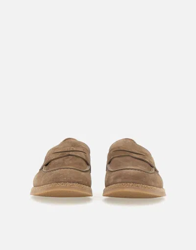 Eleventy Suede Calfskin Penny Loafers In Cocoa