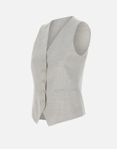 Eleventy Wool Linen Gilet In Ice Grey In Gray
