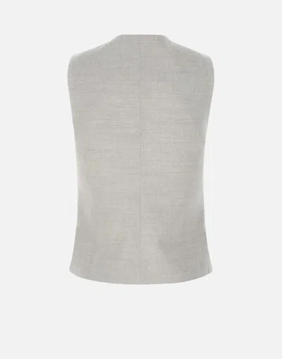 Eleventy Wool Linen Gilet In Ice Grey In Gray