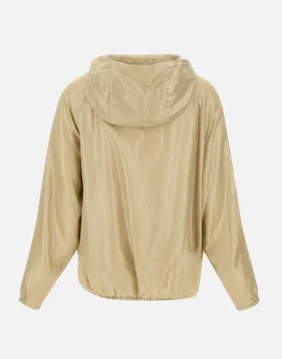 Eleventy Linen Jacket With Hood And Zip In Nude