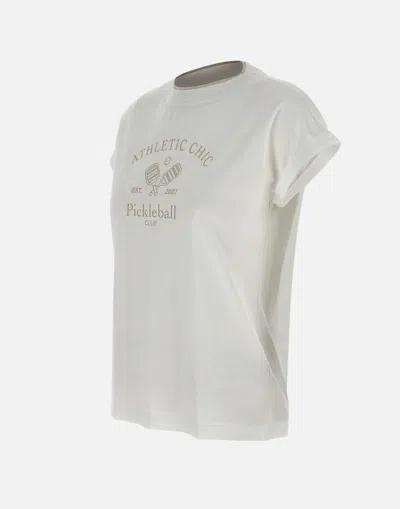 Eleventy White Cotton Lyocell Logo T Shirt In Neutral
