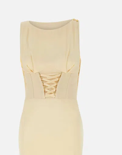 Elisabetta Franchi Boat Neckline Bustier Corset Midi Dress