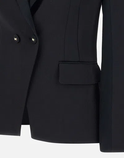 Elisabetta Franchi Double-breasted Blazer With Covered Buttons In Black