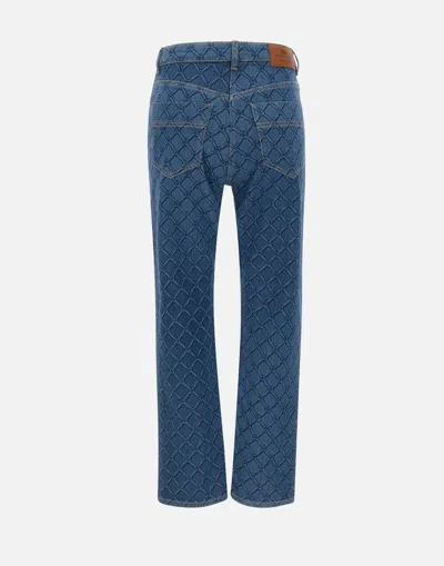 Elisabetta Franchi Slim Fit Trousers With Laser Lozenge Print In Blue