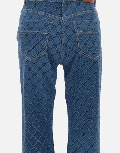 Elisabetta Franchi Slim Fit Trousers With Laser Lozenge Print In Blue