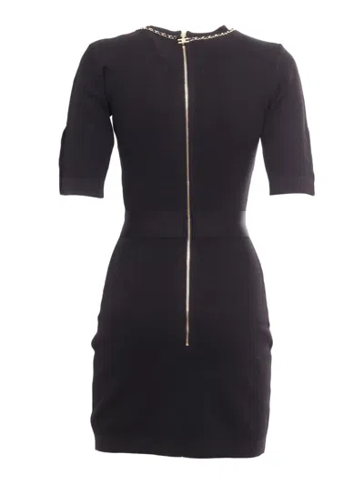 Elisabetta Franchi Viscose Mini Dress With Chain In Black