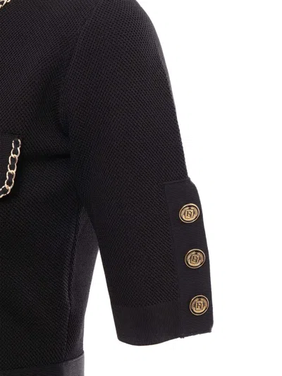 Elisabetta Franchi Viscose Mini Dress With Chain In Black