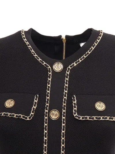 Elisabetta Franchi Viscose Mini Dress With Chain In Black