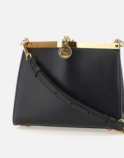 Etro Vela Mini Black Calfskin Shoulder Bag In Black