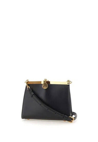 Etro Vela Mini Black Calfskin Shoulder Bag In Black