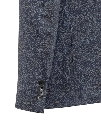 Etro Paisley Print Two-button Blazer In Gray