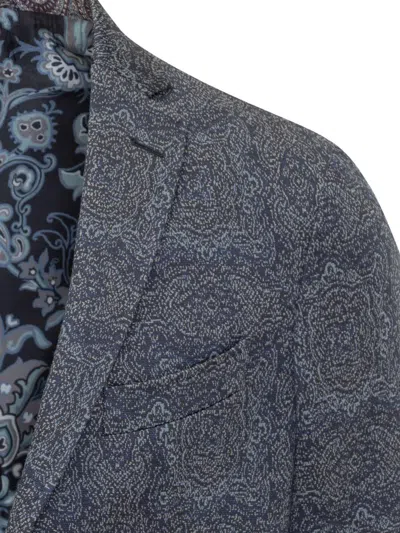 Etro Paisley Print Two-button Blazer In Gray
