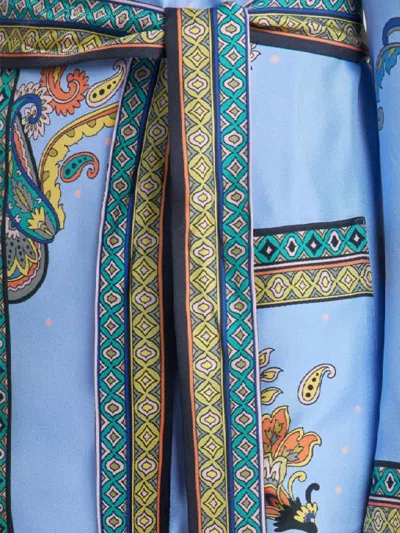 Etro Silk Twill Dressing Gown Jacket Jackets Blue In Blue