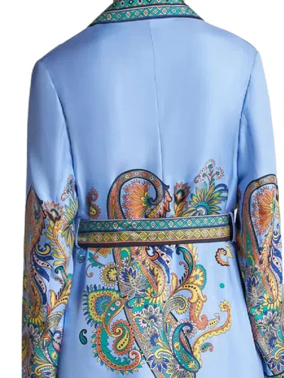 Etro Silk Twill Dressing Gown Jacket Jackets Blue In Blue