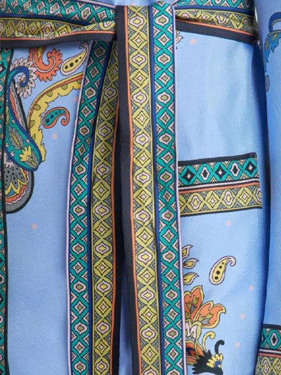 Etro Silk Twill Dressing Gown Jacket Jackets Blue In Blue