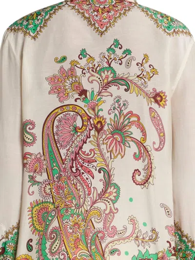 Etro Multicolor Shirt With Classic Collar And All-over Paisley Print In Cotton And Silk Woman