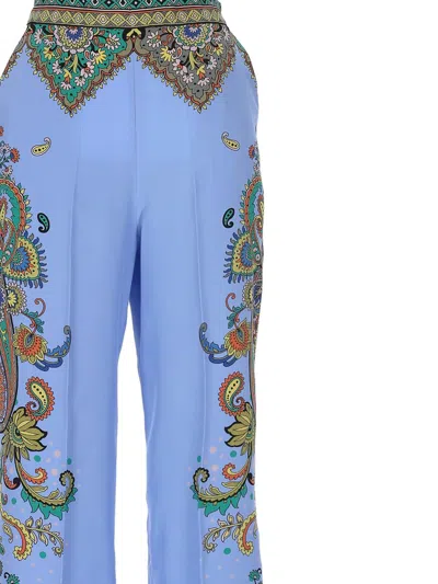 Etro Palazzo Silk Trousers With Floral And Geometric Print