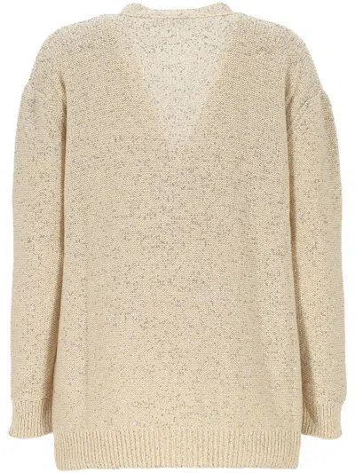 Fabiana Filippi Beige V Neck Sweater With Button Front In Neutral