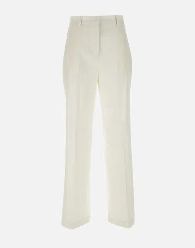 Fabiana Filippi White Linen Viscose Wide Trousers In Gray