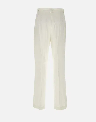 Fabiana Filippi White Linen Viscose Wide Trousers In Gray