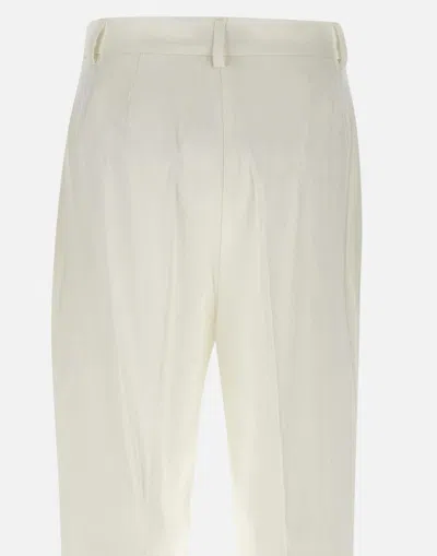 Fabiana Filippi White Linen Viscose Wide Trousers In Gray