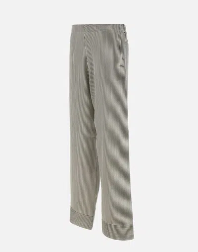 Fabiana Filippi Silk Viscose Striped Trousers In Gray