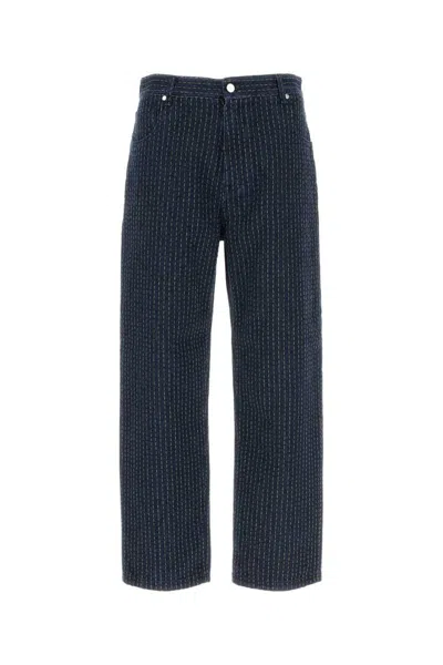 Fendi Embroidered Stretch Denim Jeans In Blue