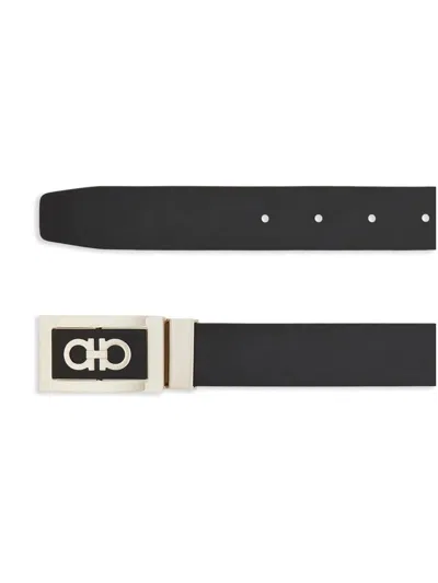 Ferragamo Gancini Black Testa Di Moro Belt In Black