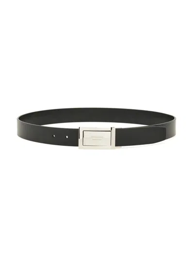 Ferragamo Gancini Black Testa Di Moro Belt In Black