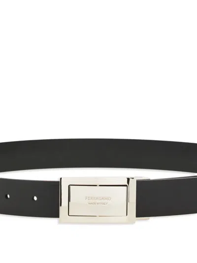 Ferragamo Gancini Black Testa Di Moro Belt In Black