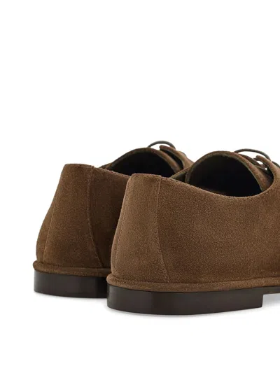 Ferragamo Camel Brown Suede Derby