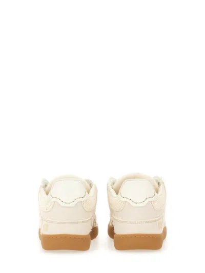 Ganni Canvas Sneaker With Rubber Sole And Embroidered Stitching In Neutral