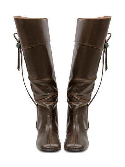 Ganni Slouchy Boot Butterfly In Green
