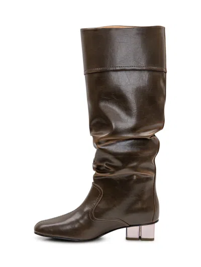 Ganni Slouchy Boot Butterfly In Green