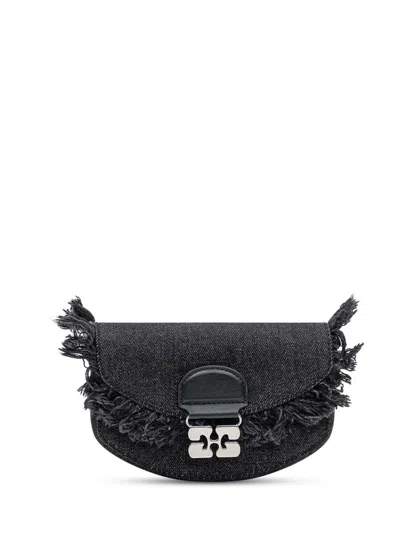 Ganni Black Demìnim Mini Bag In Black