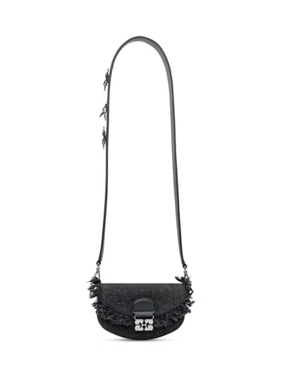 Ganni Black Demìnim Mini Bag In Black
