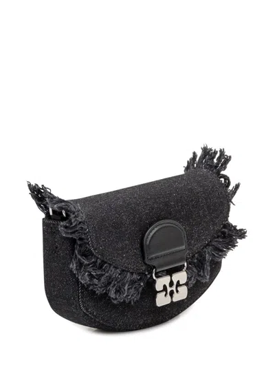 Ganni Black Demìnim Mini Bag In Black