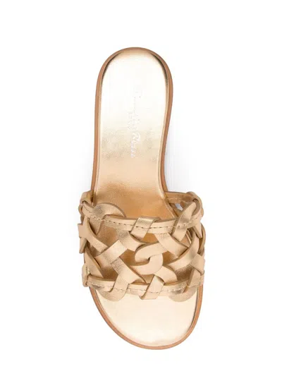 Gianvito Rossi Amalfi Gold Tone Interwoven Leather Sandals