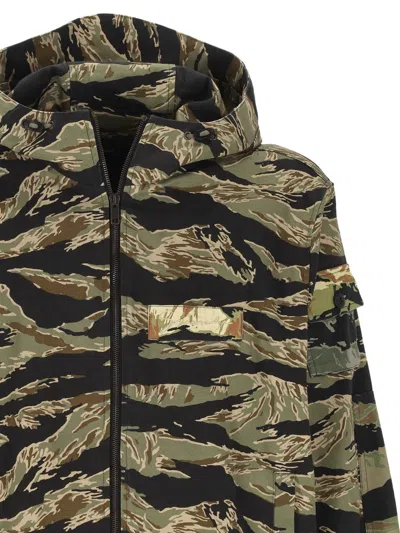 Givenchy Multicolour Hooded Zip Jacket In Green