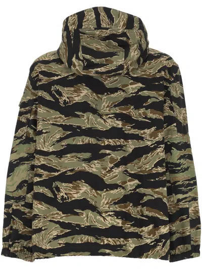 Givenchy Multicolour Hooded Zip Jacket In Green