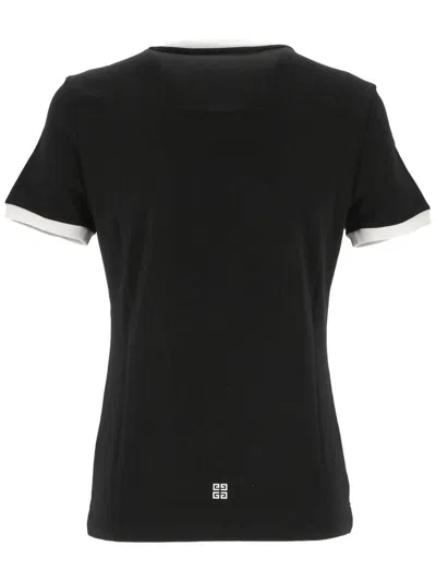 Givenchy Black Crewneck T-shirt With Logo Lettering On The Front And 4g Logo On The Rear In Cotton S