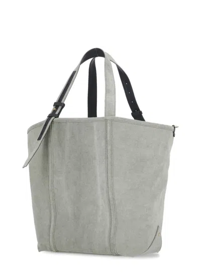 Golden Goose Green Canvas Hand Bag With Printed Logo